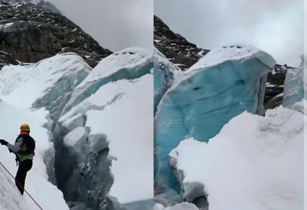 Rescatistas viven momento espeluznante al presenciar el desprendimiento de un glaciar en Perú