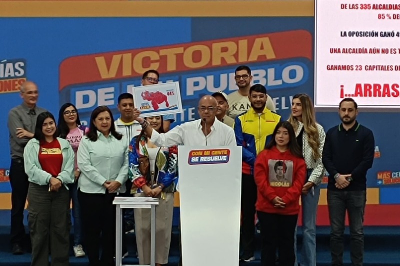 Jorge Rodríguez resalta victoria del chavismo en el 85 % de las alcaldías y anuncia una “nueva etapa política”