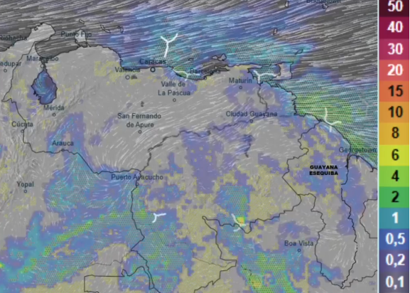 Inameh prevé extensión de precipitaciones desde oriente hasta los Andes durante la tarde-noche de este lunes