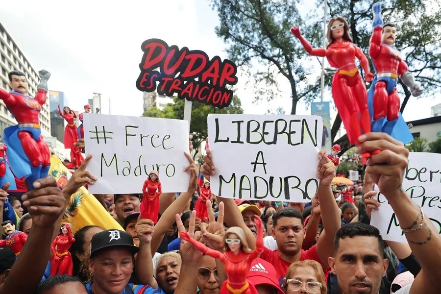 Chavistas exigen con una «gran marcha» en Caracas la libertad de Maduro, detenido en EE.UU.