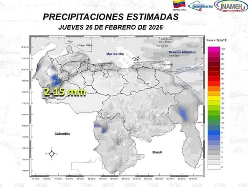 Estabilidad atmosférica predomina en Venezuela, pero se expectan lluvias puntuales y aumento del riesgo de incendios