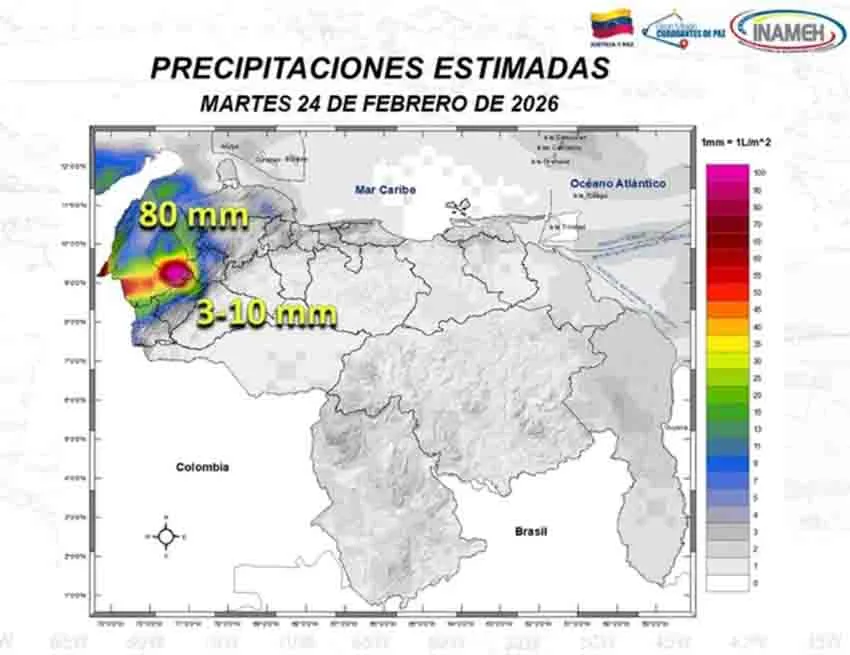 Inameh pronostica lluvias dispersas y la presencia de polvo sahariano en Venezuela este martes 24 de Febrero