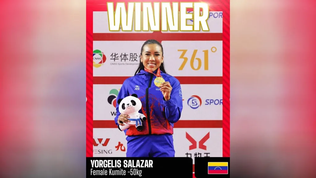 Yorgelis Salazar brilla en China y se corona con oro en la Premier League de Karate